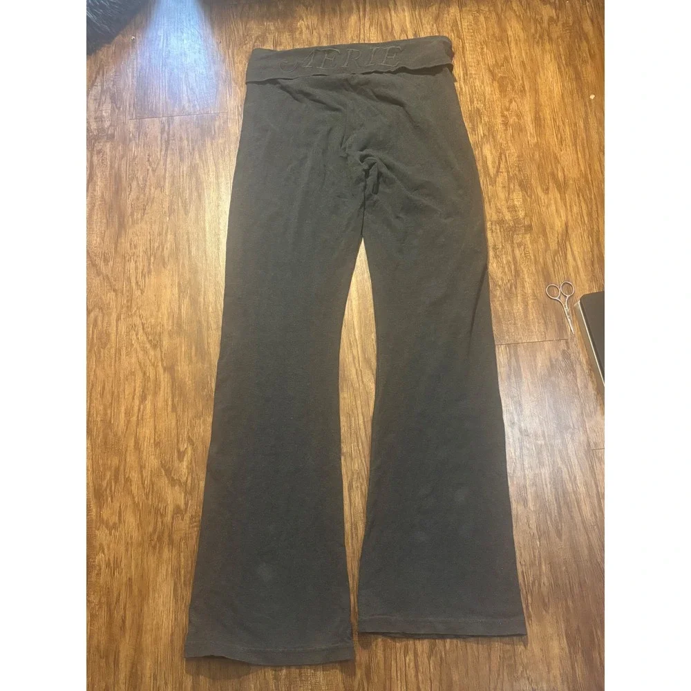 y2k spellout Aerie Foldover Waist Flare Yoga Pants women's Gray Size Medium - Picture 5 of 12